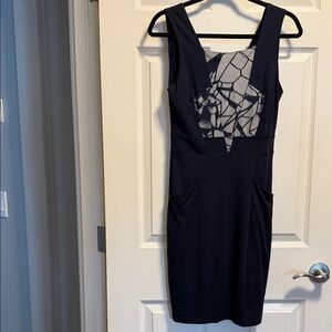 Chic Annie 50 Navy Blue and Gray Geometric Mini Dress